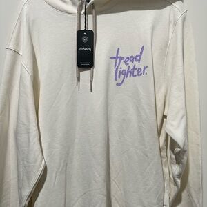 Allbirds Cream Hoodie with Purple Print NWT